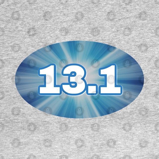 13 1 Half Marathon Blue Radiant Light Burst by DesignsbyZazz